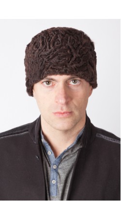 Karakul lamb fur hat - Dark brown